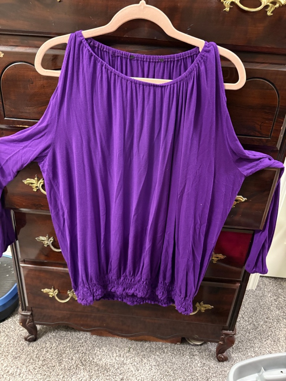 Women's Purple Cold-Shoulder Blouse